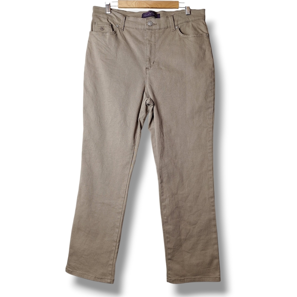 Gloria Vanderbilt Womens 16 Short Amanda Straight Leg Tan Denim Jeans Pants